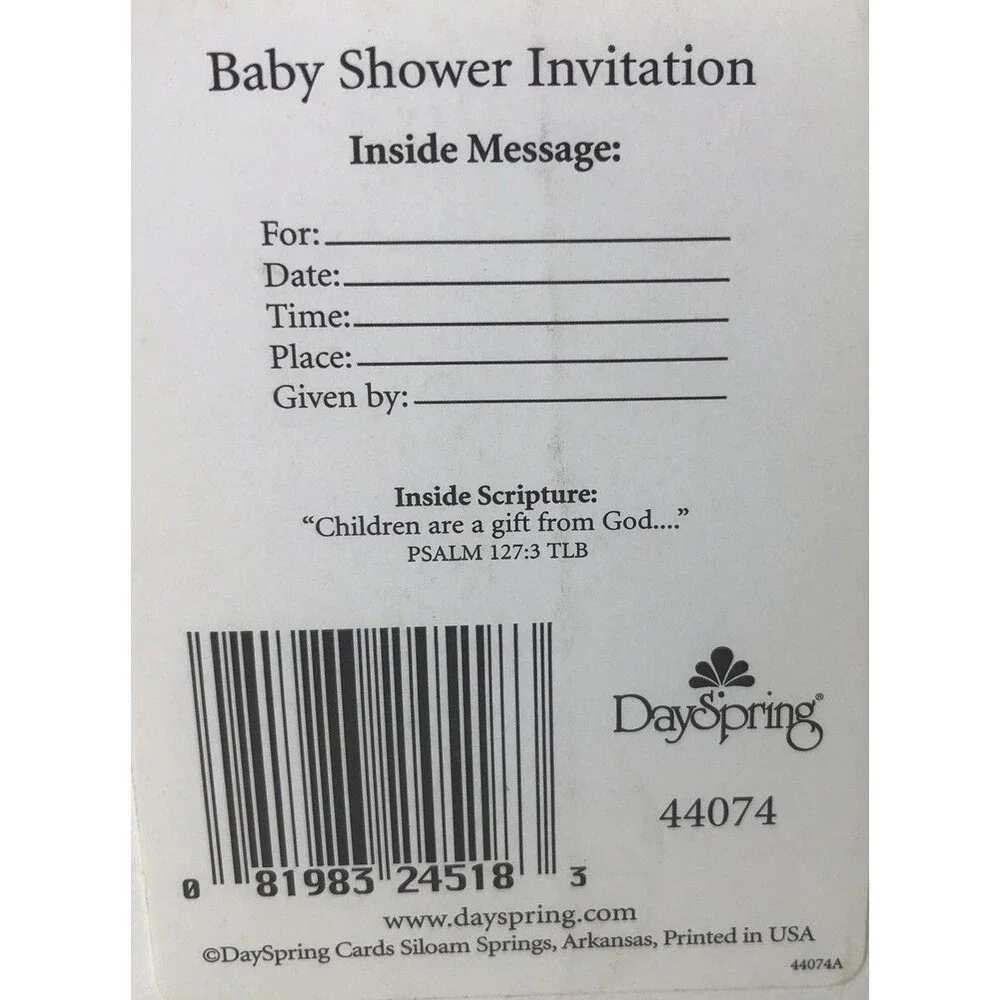 Dayspring ￼Baby Shower Party Invitations Fill-In Set of 30 Envelopes Scripture